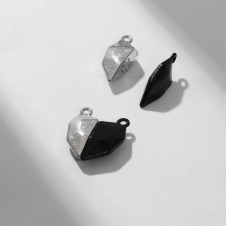 Magnetic "Heart" geometry (set 2 pcs.), The color is silver-black matte