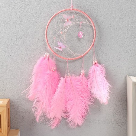 Dreams "Butterflies and ostrich feathers" pink d = 15 cm 50x15 cm