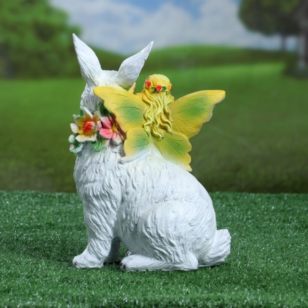 Garden figure "Bunny with Fairy" 26x19x11cm-1