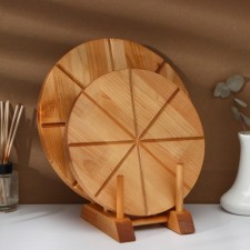 A set of cutting boards on the stand of ADELICA “Italiano”, D = 30, 25 × 1.8 cm, saturated with mineral oil, birch