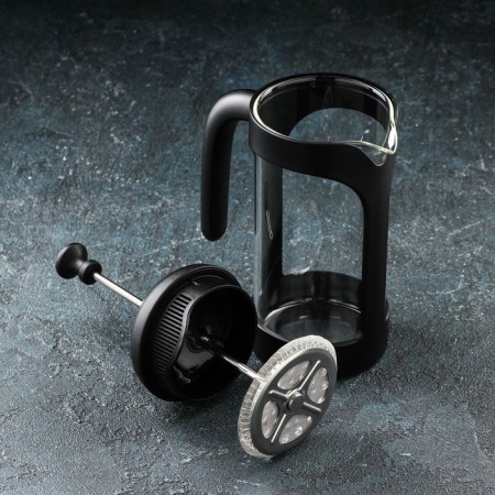 Teapot in a tender jacket - Magistro press "Helsinki", 350 ml, glass, black color-1