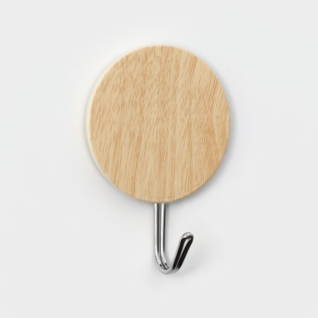 Hooks of self -adhesive fraction "wooden circles", 3 pcs, color light wood-3