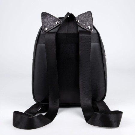 Baby backpack for girls with sparkles "cat", removable elements, 27x23x10 cm-1