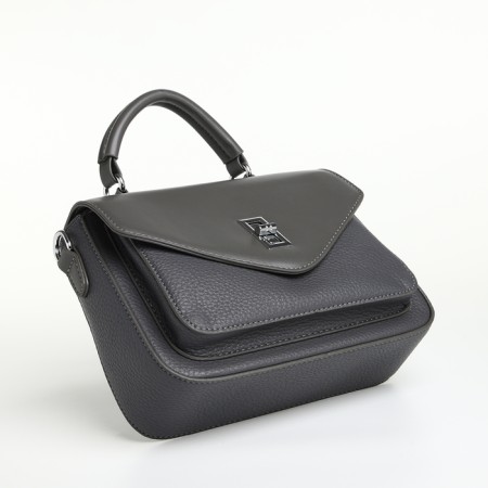 Women's bag on the Textura valve, small size, dark gray color-4