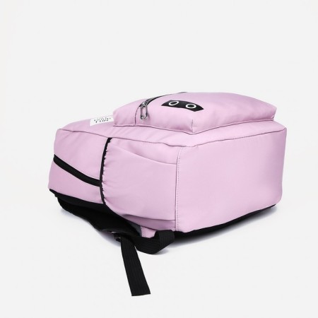 School backpack of textiles on lightning, Fulldorn, external pocket, pink color-4