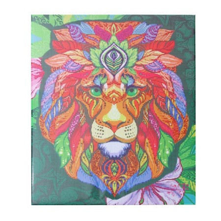 Diamond mosaic with a complete filling on the subframe "Bright lion", 40 × 50 cm-2