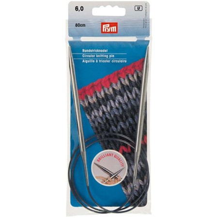 Circular knitting needles, brass 80 cm/ 6.0 mm