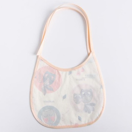 Blory for feeding/slobber, waterproof from a non -woven fiber with PVC coating, “owls”, color mix-5