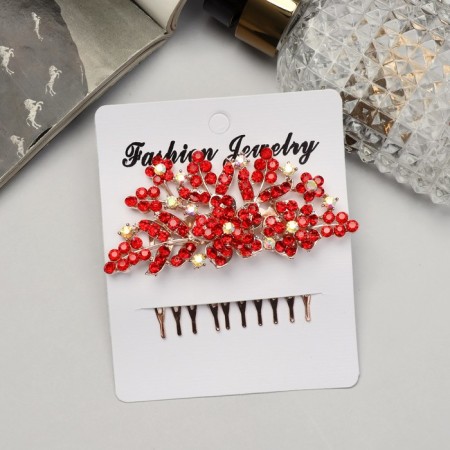 Hair crest "lovely" flower, 6x8 cm, red-2