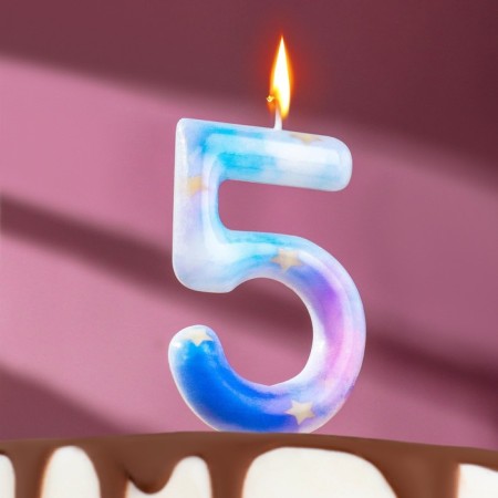 Candle in the cake on the spawning "Starfall", the number 5, 9 cm, giant
