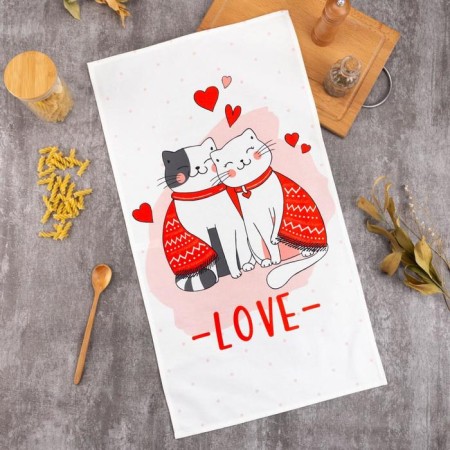 Ethel towel "Cat’s Love" 40x73 cm, 100% cotton, sarzha 190 g/m2