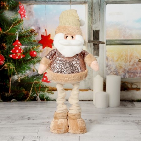 Soft toy "Santa Claus in sequins" stands, 15x41 cm (folded 30 cm), brown-1