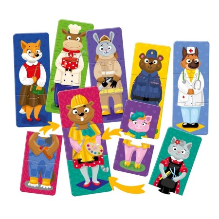 Triple puzzles "Beasts and professions", 24 elements-2
