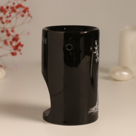 Aroma lamp ceramics "I choose myself" black with gold 7.2x7.2x11.6 cm-3