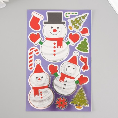 Plastic foil sticker "Snowman" Violet 24.5x13.2 cm-1
