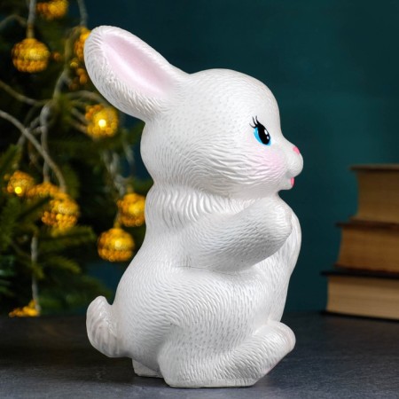Piggy bank "joyful hare" gray, 21cm-1