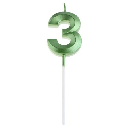 Candle in the cake on the skewer "Fine", the number "3", the emerald, 5 cm-5