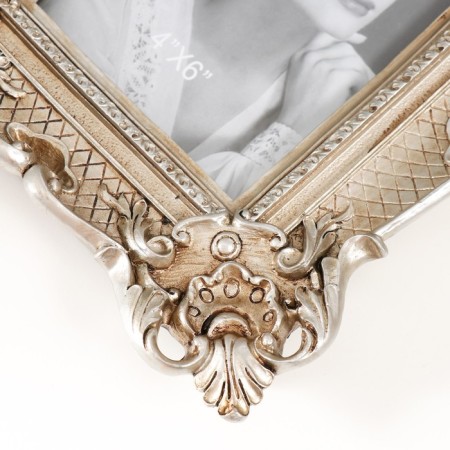 Photo frame Polystone 10x15 cm "Patterned with vegetable corners" aged silver 24x19 cm 53837-2