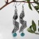 Earrings Assorted "History" a twisted feather, blue color in black silver