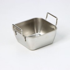 Stainless steel baking sheet for a feed, 10 × 10 × 4.5 cm, with handles, chrome color