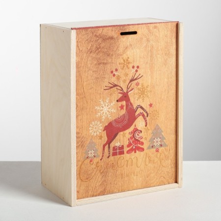 Box Gift wooden "Happiness and Love in the New Year", 20 × 30 × 12 cm