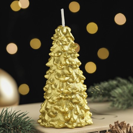 New Year's candle "Christmas tree" 10x5cm, gold