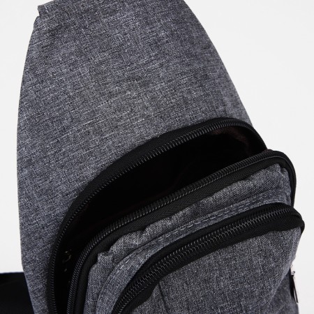 Male sling bag from textiles, gray color-7