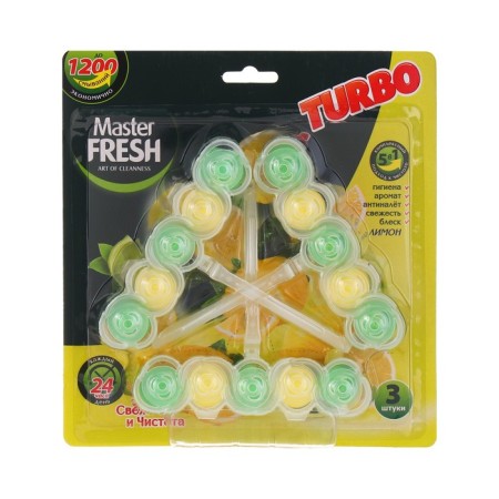 Master Fresh toilet Block, turbo, lemon, 3 pcs