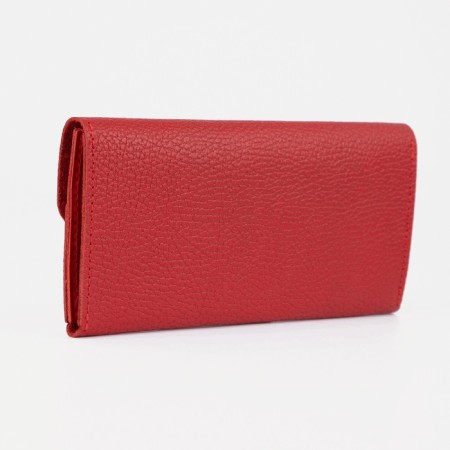 Women's wallet on the button, red color-1