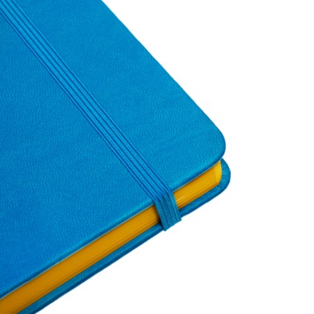 Leduced Diary A5, 140l, Cage, leatherette, elastic band, yellow cut, blue-5