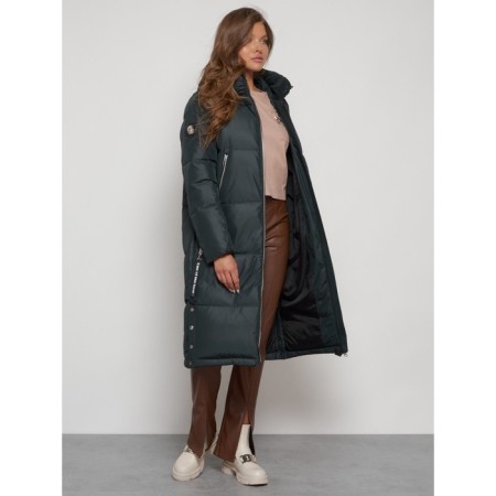 Coat insulated winter female, size 44, dark green color-15