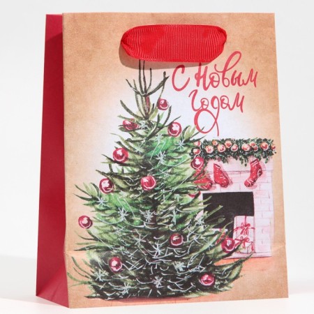 Craft vertical package “Evening by the fireplace”, S 12 x 15 x 5.5 cm, New Year-3