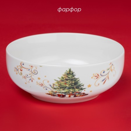 Saladnik New Year's share "Magic tree", 580 ml, 15.5 × 6 cm, porcelain, white color-1