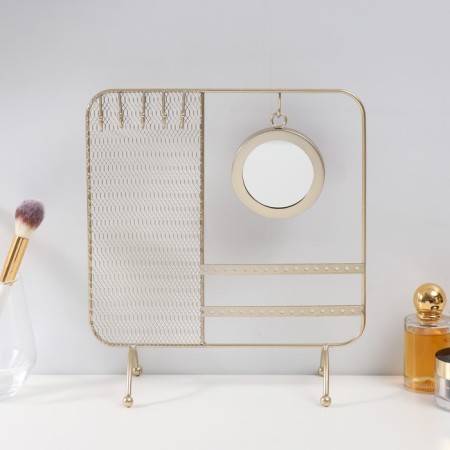 Souvenir Metal with a mirror stand for jewelry "Network" gold 25.3x10x28.7 cm-2