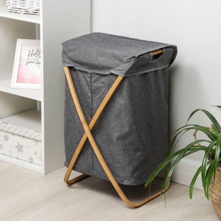 The basket is universal with a lid of the share "Lenon", 37 × 43 × 66 cm, the color is gray-5