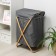 The basket is universal with a lid of the share "Lenon", 37 × 43 × 66 cm, the color is gray