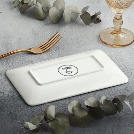 Ceramic "Ornament" dish, 20.5 x 12.5 x 1.8 cm, white color-2