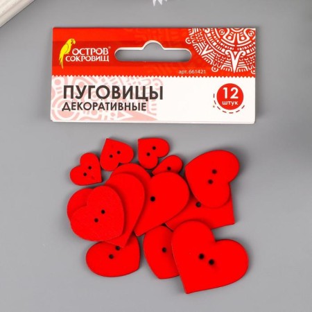 Auroles decorative "heart", wood (set of 12 pcs) Assorted, red-3