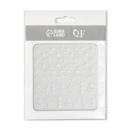 Nail stickers "monogram", voluminous, white color-4