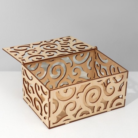 Universal casket for trifles "lace" 20 × 14 × 9.5 cm, plywood, beige color-2