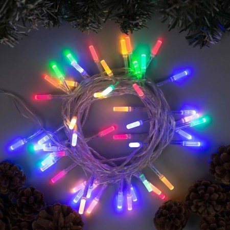 Garland “thread” 5 m with nozzles “stars”, ip20, transparent thread, 50 LED, glow of multi, 8 modes, 220 V
