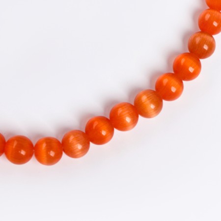 Beads made of natural stone "Cat Eye" set of 50 pcs., 1 pc. - 8 mm, orange