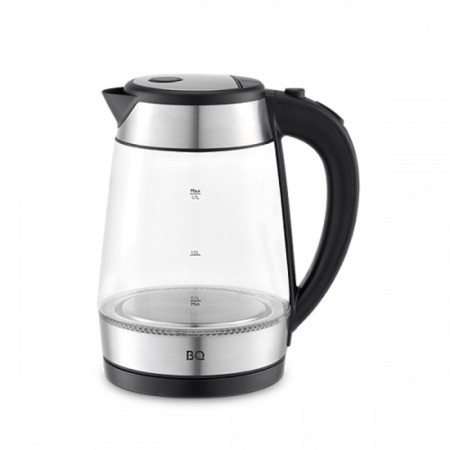 Electric kettle BQ-KT1738G, glass, 2200 watts, 1.7 l, silver-black