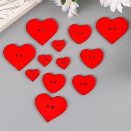 Auroles decorative "heart", wood (set of 12 pcs) Assorted, red-2
