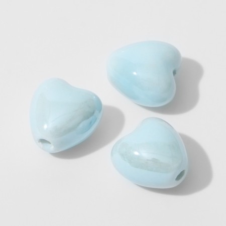Ceramic "heart" 12 mm, (set of 3 pcs.), Blue color-1