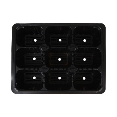 Cassette for seedlings, 9 cells, 80 ml, plastic, black, 18 × 13 × 6 cm, Greengo-9