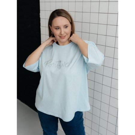 Female T-shirt, size 60-62, pale blue color-1