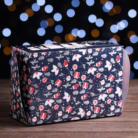 Packaging for 6 cupcakes with the window "Winter, winter", 25 x 17 x 10 cm-1