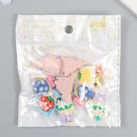 Decor for creativity plastic "Bouquet of flowers" set 10 pcs mix-4