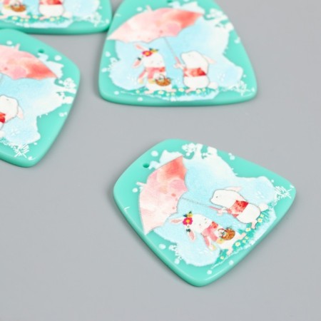 Decor for the work of Acryl "Zaychat under an umbrella" 0.2x3.7x3.4 cm